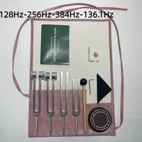 Professional Aluminum Tuning Fork 128Hz 256Hz 384Hz 136.1Hz Tuning Forks Set Healing Chakras Harmonizer Leather Case Storage
