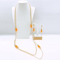 Yulaili Long Chain Jewelry Sets for Women Sweater Chain Simple Necklace Stud Earrings Party Wedding Accessories HV25014