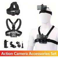 6pcs/set Action Camera Accessories Set Camera Kit Head Strap Chest Strap Mount Phone Holder For GoPro Insta360 SJCAM Osmo Camera