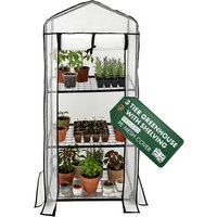 qawaaMy Garden Greenhouse 3/4 Tier – 58x39x125cm Staging with Shelving & PE Mesh Cover with Zip Closure - Free Standing Greenhouse Shelves, Steel Frame, Weather Resistant Plant Shelving for Seed