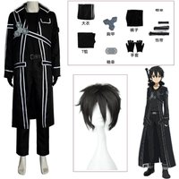 Anime Sword Cos Kirito Kazuto Kirigaya Cosplay Costume Wig Art Online Jacket Shirt Pants Custom Size Outfit for Women Men