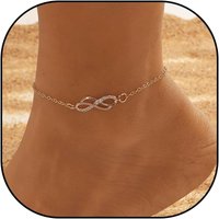 14K Gold Plated alloy Infinity Dainty Anklets for Women Girls Adjustable Link Anklet Set Beach Summer Simple Foot Anklets