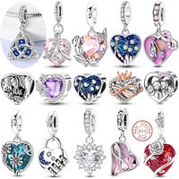 Original 925 Sterling Silver Charms Beads Pendant Heart-shaped Eternal Love Starry Sky Charm Fit Bracelet DIY Women Jewelry Gift