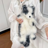 Cute 3D Plush Puppy Backpack, Realistic Border Collie Dog Design Fluffy Shoulder Bag, Soft Animal Stuffed Toy Purse for Women