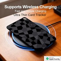 Wireless Charging Smart Tracker Card for Apple & Android Find My, Ultra Thin GPS Locator for Keys Pets Cat Dog Wallet Luggage