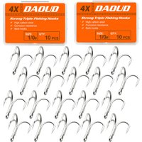 4X Fishing Treble Hook 20Pcs 8# 6# 4# 2# 1# 1/0 2/0 3/0 Triple Fishing Hooks for Big Game Trout Bluefish Salmon Kingfish Fishing