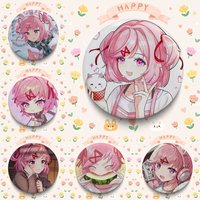 1pc Cartoon Character Natsuki Badges Button Round Creative Pin Brooch Badge Bag Decor Accessories Fans Collect Friends Gifts