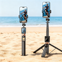 MEUYAG Selfie Stick Tripod Stand with Small Screen Casting Selfie Monitor with Remote Control for iPhone Smartphone