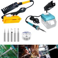 60W Wireless Electric Soldering Iron for Makita/Dewalt 20V Battery Welding Tool with Stand 936 Tip 500 Temperature Fast Heating