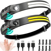 LED+COB Sensor Headlight 5 Lighting Modes Head Torch Rechargeable Built in 1200mAh Battery Head Lamp Waterproof Working Lantern