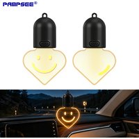 Heart-shaped Smiley Face Mini Bulb Car Ambient Light Wire-Free Rearview Mirror Hanging Ornament Interior Decoration Lamp