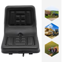 Universal Tractor Seat with Adjustable Backrest, PVC Leather + Sponge, for Tractors, Lawnmowers, Forklifts, Excavators - Black