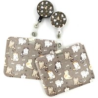 Grey Lovely Cute Cats Cute Card Cover Clip Lanyard Retractable Student Nurse Badge Clip Cartoon ID Card Badge Holder accessories