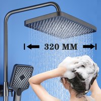 320mm Big Panel Large Flow Supercharge Rainfall Ceiling Mounted Shower Head Black High Pressure Abs Thicken Bathroom Shower