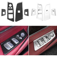 For BMW 5 Series G30 G38 Carbon Fiber LHD Car Window Switch Lift Button Frame Cover Trim 18-22 ABS Chromium Electroplating 4PCS