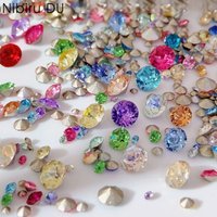100pcs White Glass Super Bright Pointed Bottom Rhinestones Colorful Crystal Nail Art Charms Glitter Diamond Manicure Accessories