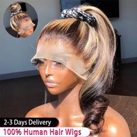 30 38 Inch Brazilian Colored Highlight Ombre Raw 360 Full Lace Wig 100% Human Hair 13x6 Hd Bone Straight Lace Frontal Human Hair Wigs Blonde Virgin Wig