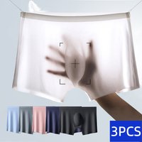 3PCS Men's Summer Sexy Ultra-Thin Ice Silk Underwear Seamless Quick-Drying Boxers Briefs Comfortable Breathable Underpants