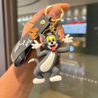Classic Anime Tom and Jerry Creative Keychain Cute Cartoon Character Model Pendant Backpack Decoration Key ring