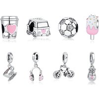 Original 925 Sterling Silver Charms Soccer Football Love Coffee Beads Fit Brand Bracelets Necklaces DIY Jewelry For Women