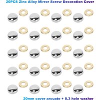 20PCS Zinc Alloy Mirror Screw Decoration Cover(20mm cover arcuate + 8.3 hole washer) For Glass Decoration,Household Furniture