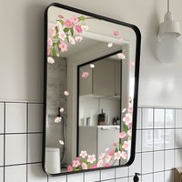 1PC Fresh pink cherry blossom mirror sticker, glass balcony, refrigerator, bedroom, shopping mall, home decoration sticker