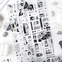 Journal GO 5x200cm Fade Diary Black and White Tape Stickers for Mobile Phone Collage Junk Journal Scrapbooking Laptop diy Tape