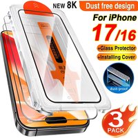 1-3Pcs HD Screen Protector for iPhone 17 Pro Max 16 15 14 13 12 Mini 11 16e 15 16 Plus XR XS 6 7 8 Dust Free Installation Glass