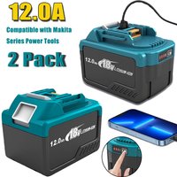 qwUpgraded Battery, 2 Pack 12.0Ah / 12000mAh High Capacity Battery Replacement 18V Battery, Compatible with Makita 18V Battery Lithium ion BL1850 BL1850B BL1840 BL1840B BL1830 BL1830B BL1815 LXT 18V