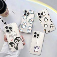Cute Lovely Penguin Phone Case Luxury Soft Transparent Case For IPhone 17 16 15 14 13 12 11 Pro Max Mini Bumper Cover Case