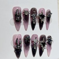10pcs Halloween Almond Handmade Press on Nails Y2K Fake Nails with 3D Decoration False Nail Artificial Nail Накладные Ногти 네일팁