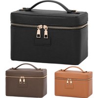 PU leather Cosmetic Bag Women Vanity Case Large Capacity Luxury Portable Travel Toiletry Bags Makeup Organizer