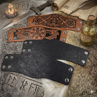 Medieval Gothic Armor Gloves PU Leather Wide Cuffs Bracers Armor Arm Warmers Renaissance Pirate Knights Wristband