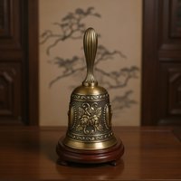 Vintage Bronze Bell Multipurpose Metal Craft Bell with Ringing Tone Decorative Bell for Funeral Religion Ceremony Home Decor