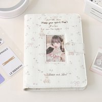 1pc PU Photo Card Binder A5 Pink Floral Patterns 3-inch Photocard Holder Loose-leaf Photo Album for Polarized & Idol Cards