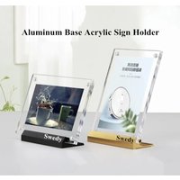 130x90mm Aluminum Table Acrylic Sign Holder Display Stand Photo Picture Poster Frame Price Label Card Tags
