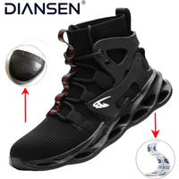 Steel Toe Safety Shoes Men, Anti-Puncture Anti-Smash Non Slip Industrial Work Boots Kevlar-Midsole Protection Tactical Boots