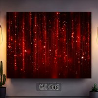 2D plane, red shining stars and lighting party backdrop fabric - deep burgundy night sky with sparkly banners, polyester fiber