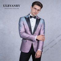 ULBYANRY Glitter Gradient Tuxedo Suit with Black Shawl Lapel for Wedding Groom Prom Evening Party Celebration Stage Performance