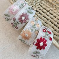 Spring Floral Embroidered Tulle Headband – Vintage Garden Style, Wide Band Hair Accessory for Women