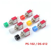 5Pcs PS-102 DS-612 3Pin 6mm Mini Momentary Automatic Return Push Button Switch ON-(ON) 2A 250VAC/5A 120VAC Toggle Switches