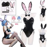 WHH Anime From Zero Ram Rem Cosplay Leather Black Sexy Cute Bunny Lady costume Women Halloween Party Masquerade Restor