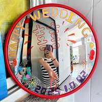 Hand-Painted DIY Relief Mirror Wedding Photography Prop Living Room Wedding Decoration Wide-Angle Reflective Ornament