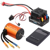 Waterproof 3650 4300KV Brushless Motor with 60A 2-4S Lipo ESC Programming Card Combo Set for 1/10 RC Car Truck