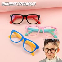 Fashion Silicone Children Eyeglasses Square Frame Anti Blue Light Portable Computer Glasses for Kids 3-12 Years Old