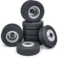 TRINOOD Tamiya 6x6 roues pneus ensemble métal avant et arrière roue moyeu pneu en caoutchouc pour 1/14ème RC camion tracteur voiture mise à niveau accessoires