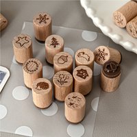 JIAMEI 1 PC Small Forest Series Creative Wooden Retro Forest Small Stamp DIY Scrapbook Decor Journal Supplies Cute Student Stamp