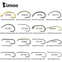 Bimoo 500pcs High Carbon Steel Barbed Fly Tying Hook for Tying Dry Wet Caddis Fly Nymph Streamer Emerger Pupa Trout Fishing Lure