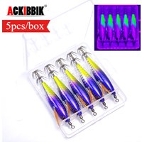 5pcs/Box Horizontal Squid Jig Egi Set Simulation Shrimp Fishing Lure Luminous Octopus Cuttlefish Sea Fishing Tackle