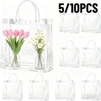 5/10PCS Transparent PVC Handbag Gift Packaging PVC Handbag Birthday Wedding Party Flowers Candy Cosmetics Plastic Packaging